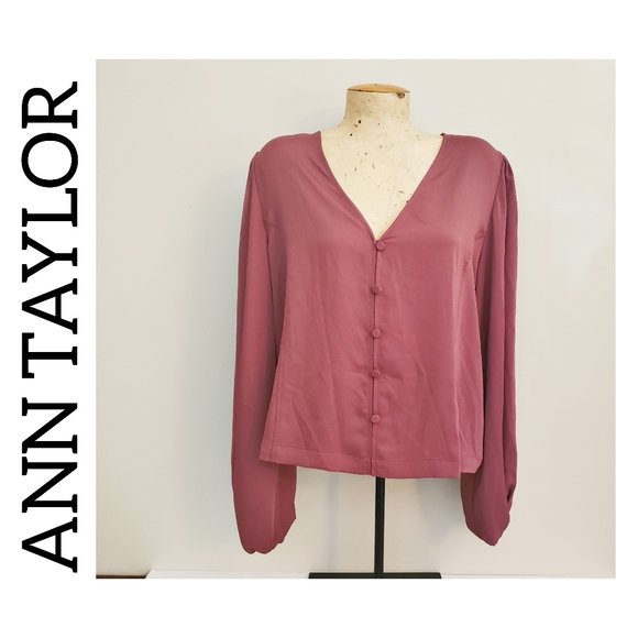 Ann Taylor Tops - Ann Taylor Long Sleeve Button Down Mauve Business Casual Blouse Size Small